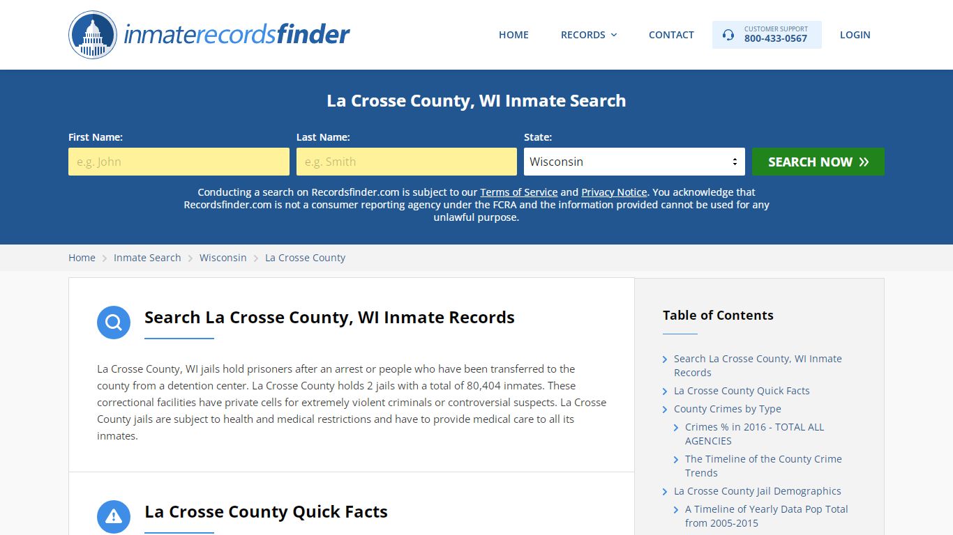 La Crosse County, WI Inmate Search - RecordsFinder